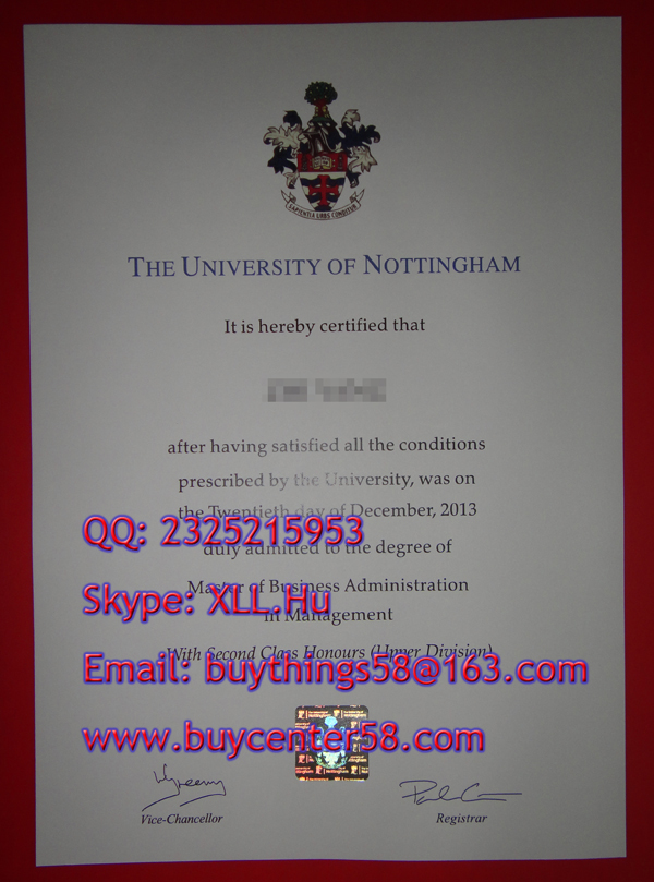 University of Nottingham MBA degree, University of Nottingham diploma, University of Nottingham certificate