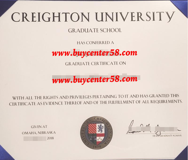 CU certificate. Cerighton University diploma. Cerighton University degree