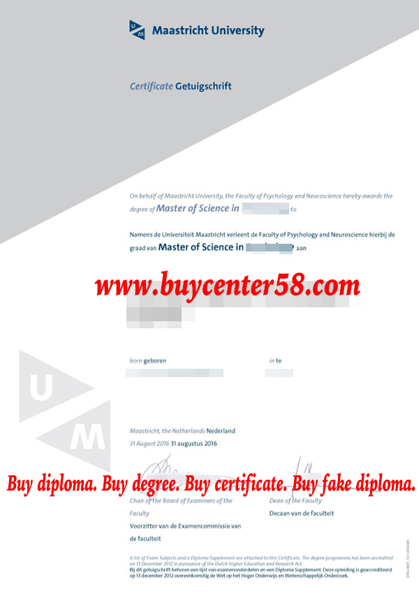 Maastricht University diploma. Maastricht University degree. Maastricht University certificate