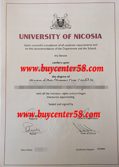 University of  Nicosia diploma/ University of  Nicosia certificate/ University of  Nicosia degree