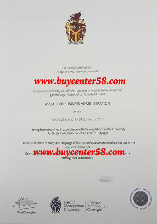 Cardiff Metropolitan University MBA Degree/ Cardiff Metropolitan University diploma/ Cardiff Metropolitan University degree