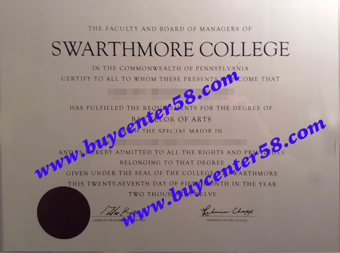 Swarthmore College diploma, Swarthmore College degree, Swarthmore College certificate