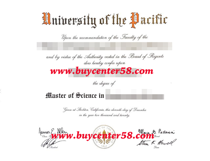 University of the Pacific diploma, University of the Pacific degree, University of the Pacific Certificate