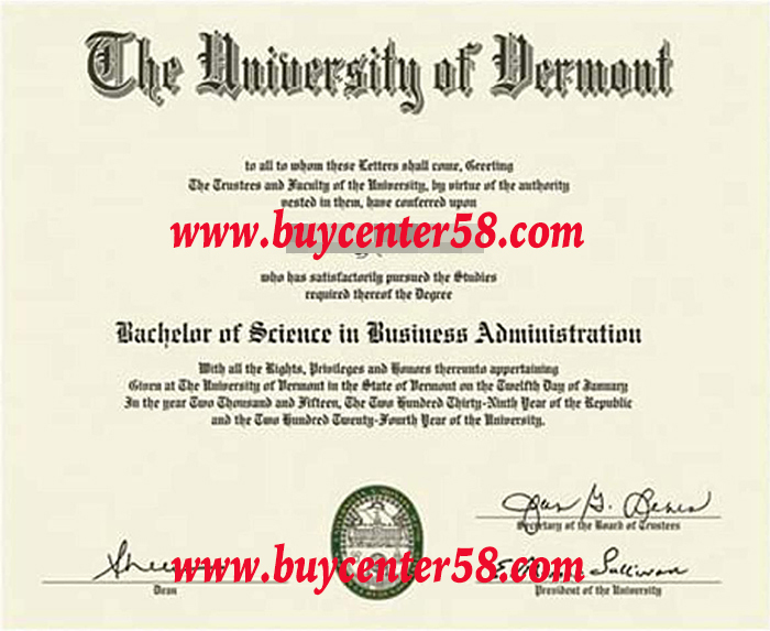 University of Vermont diploma