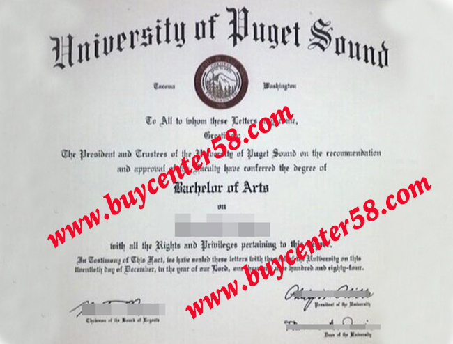 University of Puget Sound diploma, University of Puget Sound degree, UPS certificate