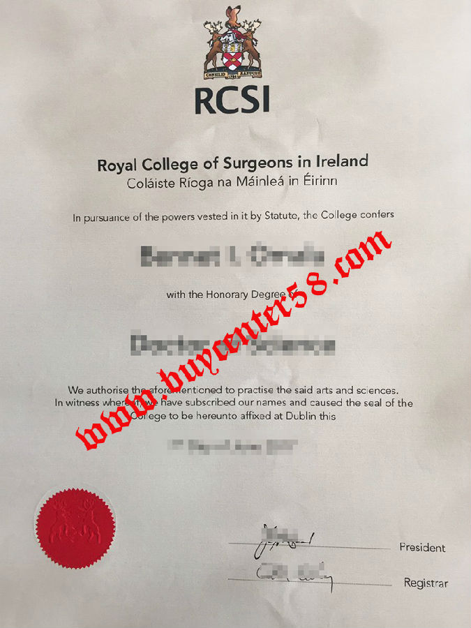 Royal College of Surgeons in Ireland diploma. RCSI Certificate