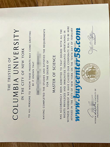 1:1 Copy original Columbia University in the City of New York Diploma. Buy Columbia University Degree.